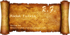 Radak Fulvia névjegykártya